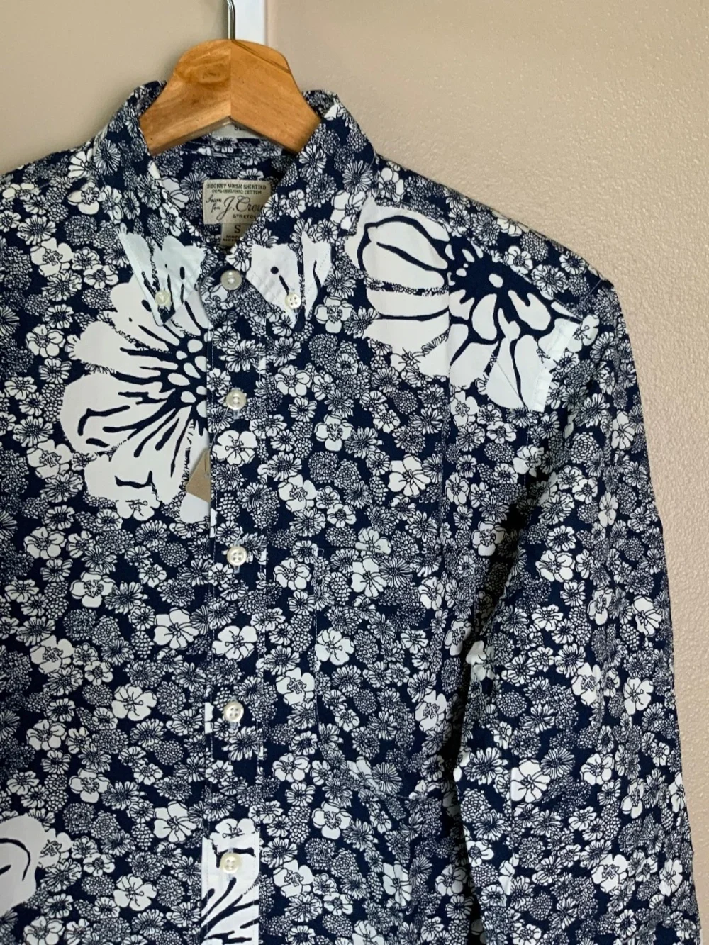 J. Crew Slim Stretch Secret Wash Cotton Poplin Button Down Shirt Hydrangea Print
